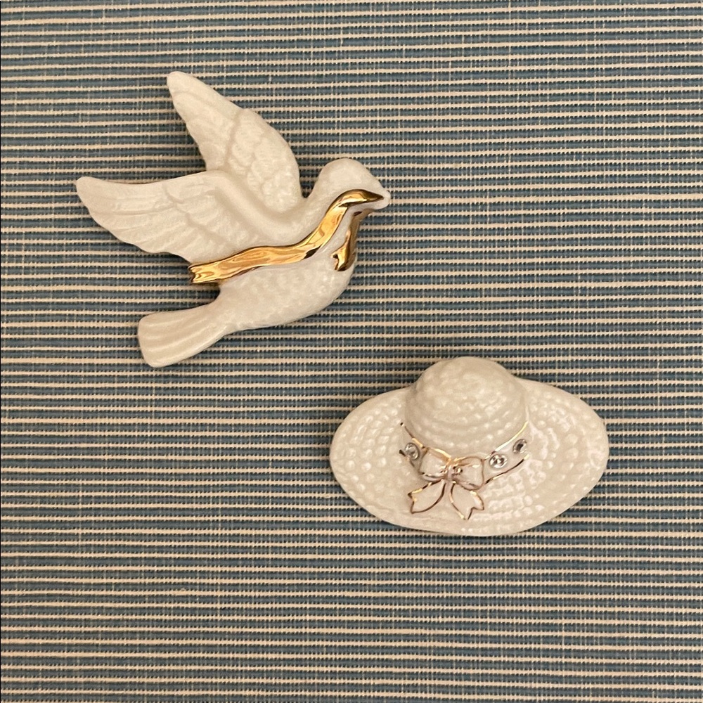 Lenox White and Gold Hat Brooch